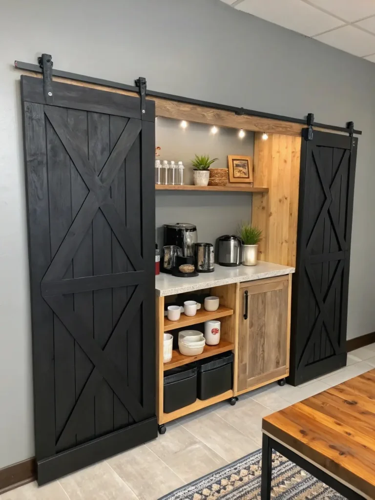Coffee Cabinet with Sliding Doors