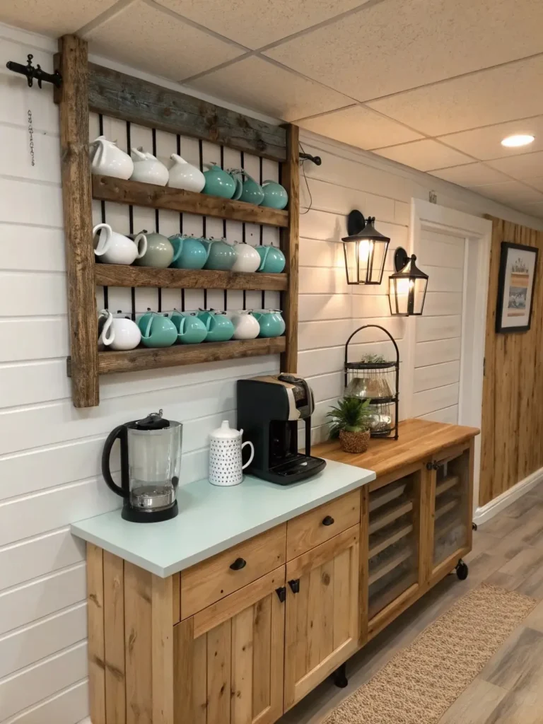 Coffee Station with Mug Wall Display
