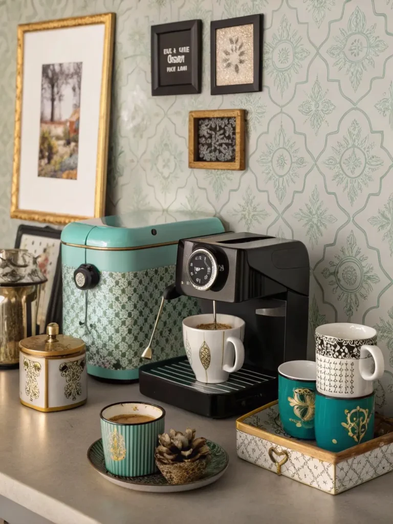 Eclectic Mix-and-Match Coffee Setup