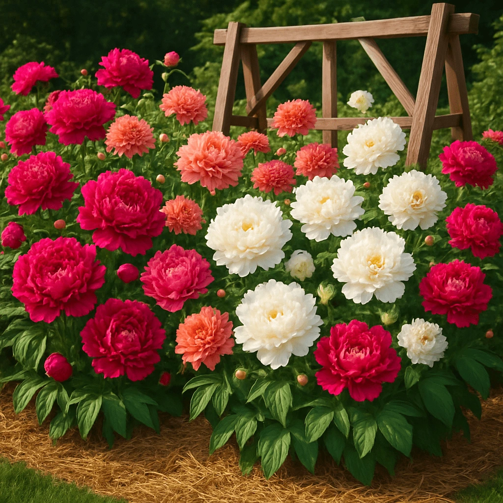 Peony and Dahlia Flower Bed