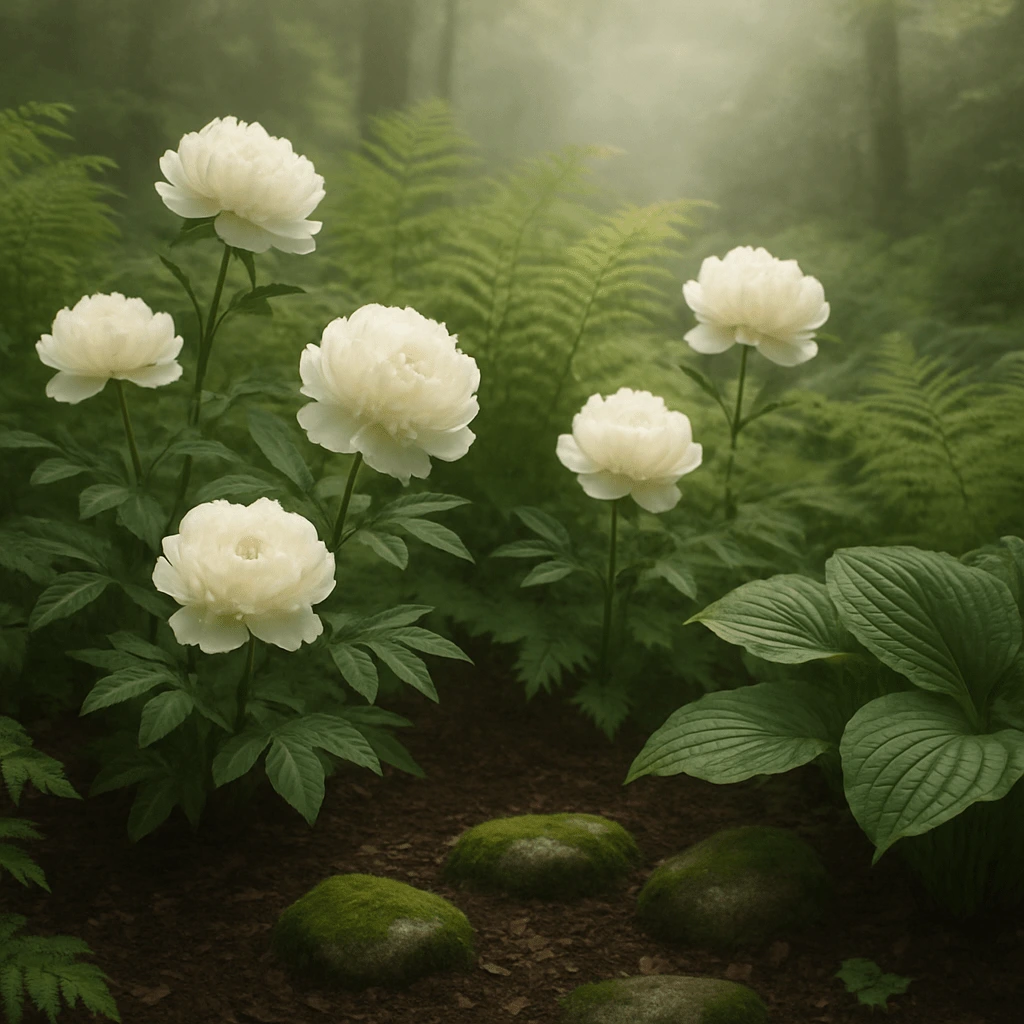 Peony and Fern Woodland Edge