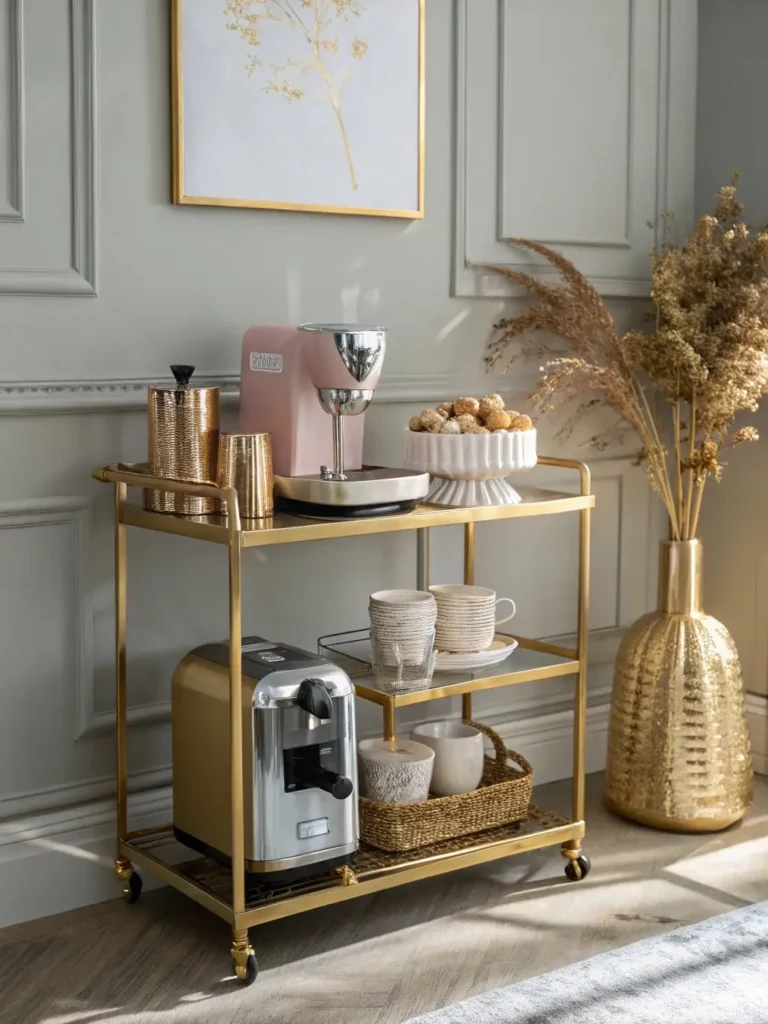 Vintage Bar Cart Coffee Station