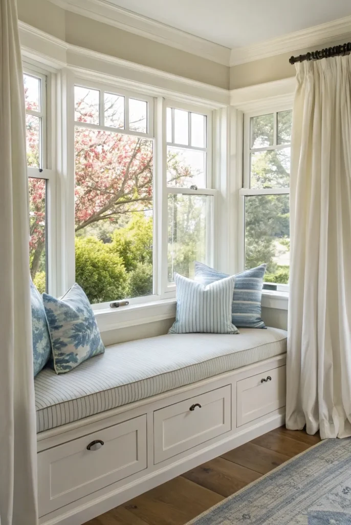 Storage Benches by the Windows
