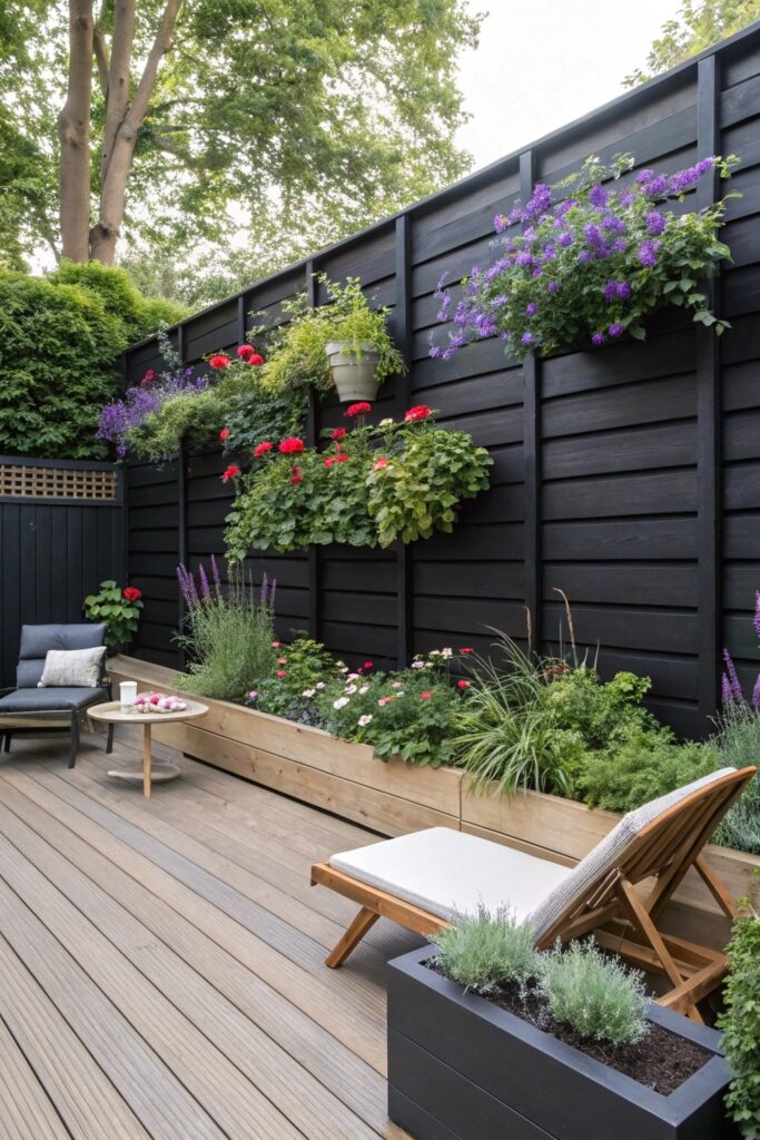 Privacy Fence with Horizontal Planters
