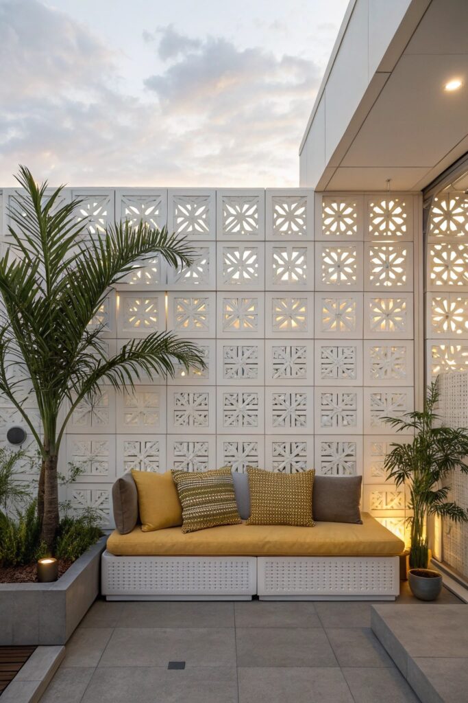 Slatted Concrete Block Wall
