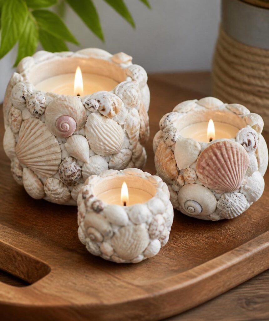 DIY Seashell Candle Holders