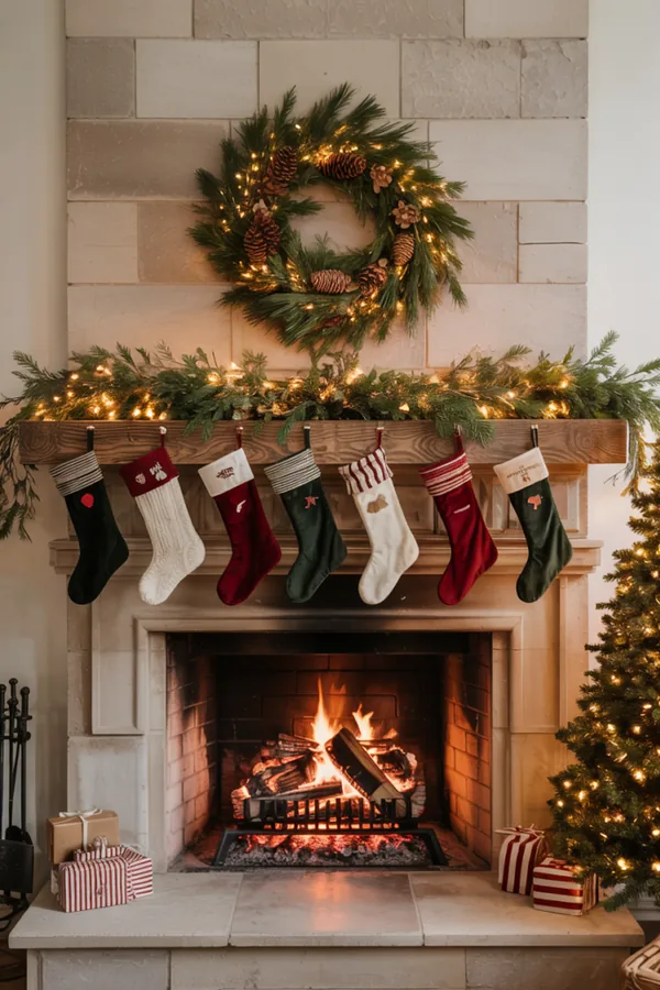christmas fireplace decor idea 2