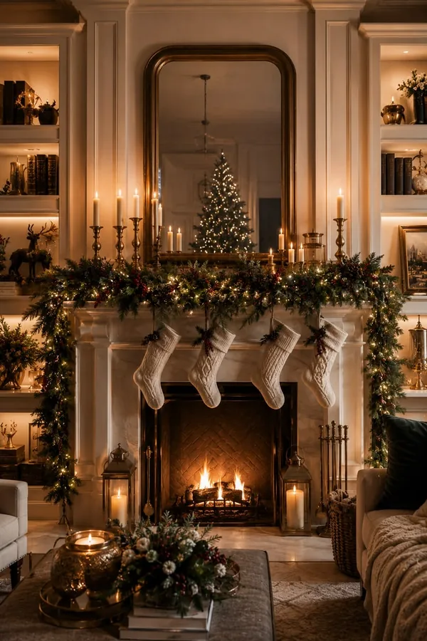 christmas fireplace decor idea 3
