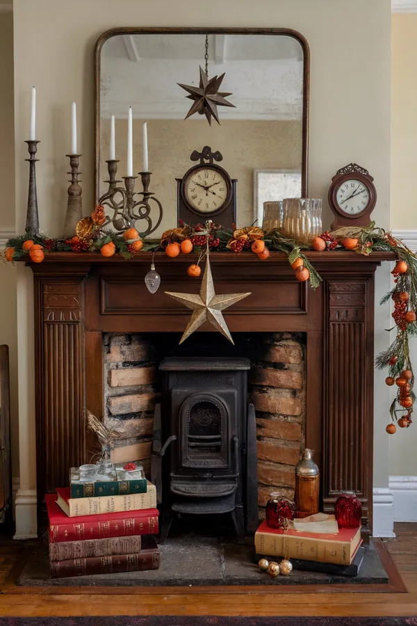 christmas fireplace decor idea 6