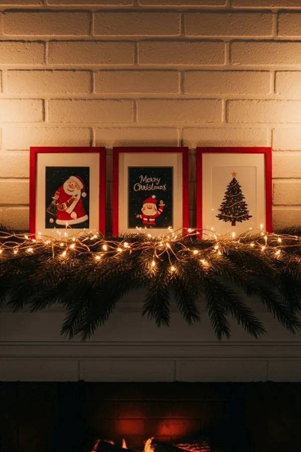 christmas fireplace decor idea 8