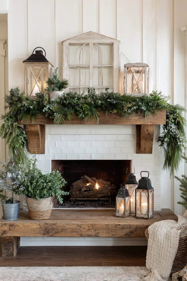 christmas fireplace decor idea 11