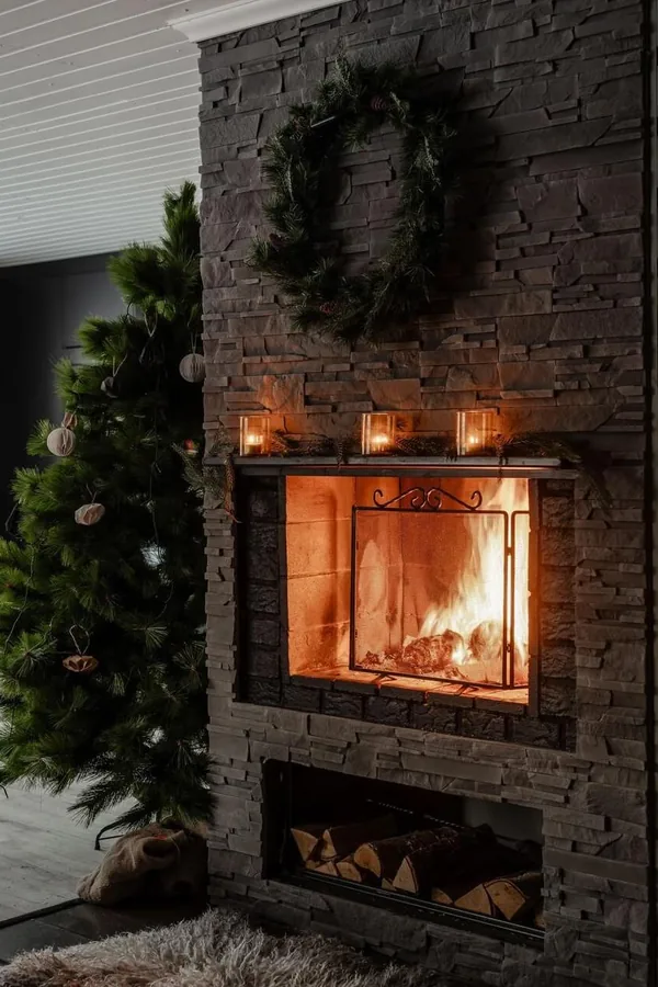 christmas fireplace decor idea 12