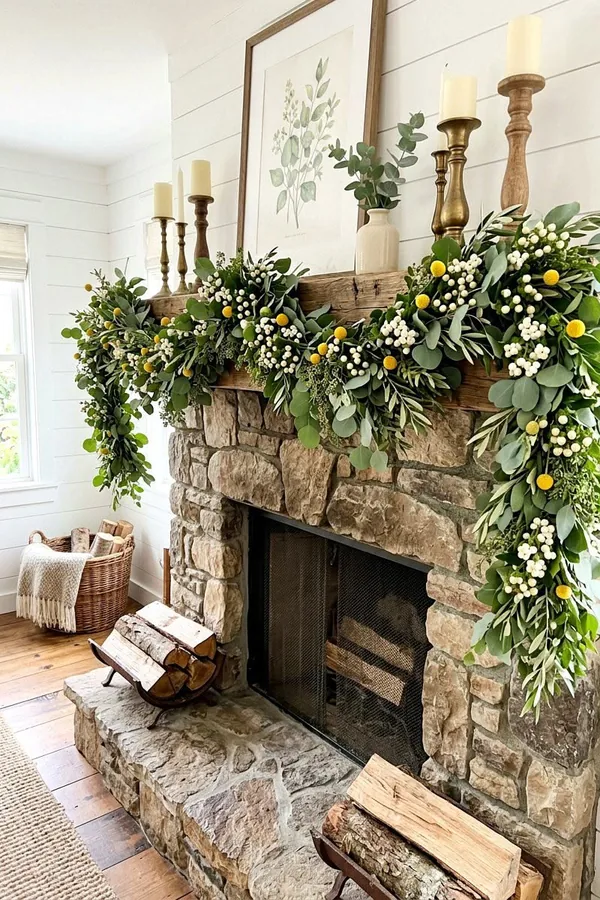 christmas fireplace decor idea 13