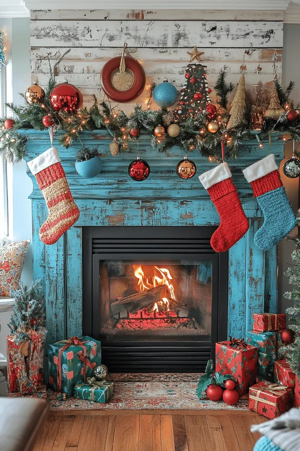 christmas fireplace decor idea 20